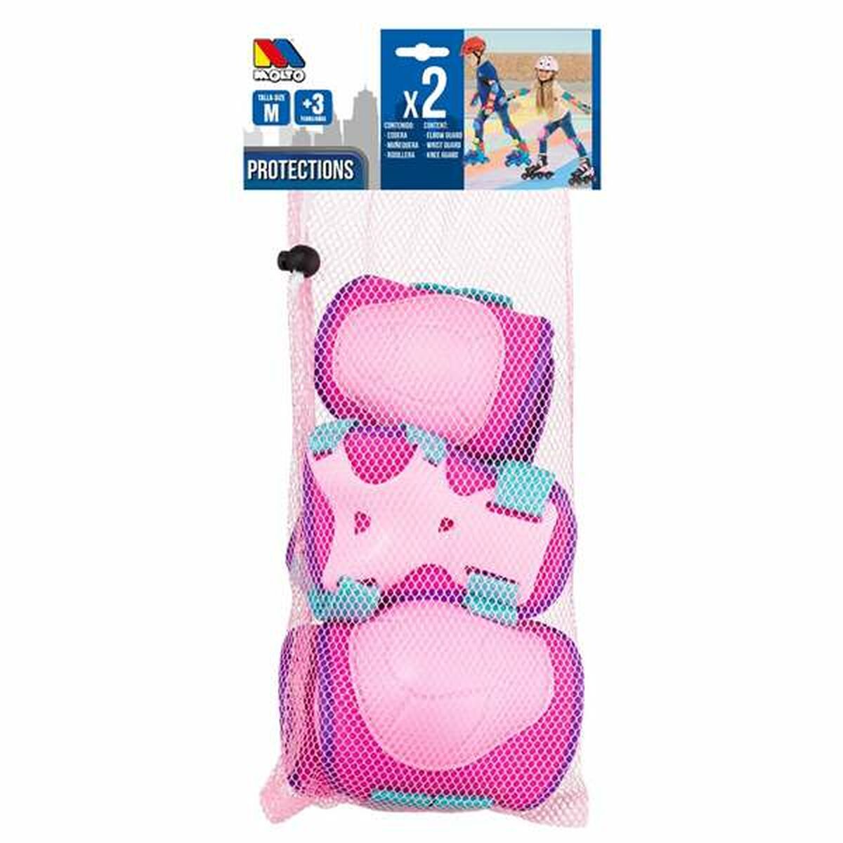 Kit Gomitiere e Ginocchiere Moltó Rosa M 6 Pezzi